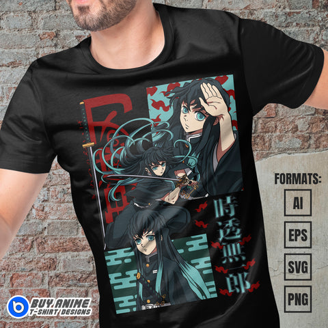 Premium Muichiro Demon Slayer Anime Vector T-shirt Design Template #10