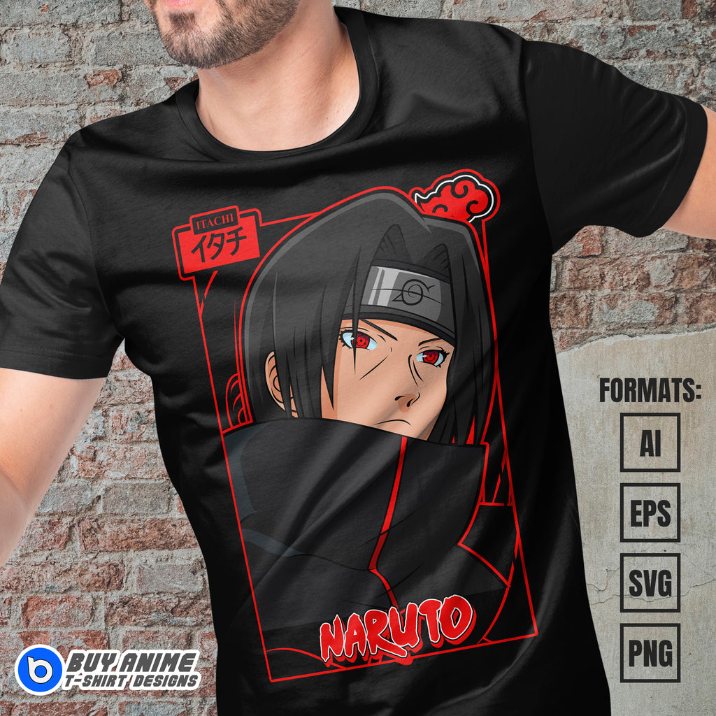 Premium Itachi Uchiha Naruto Anime Vector T-shirt Design Template #10