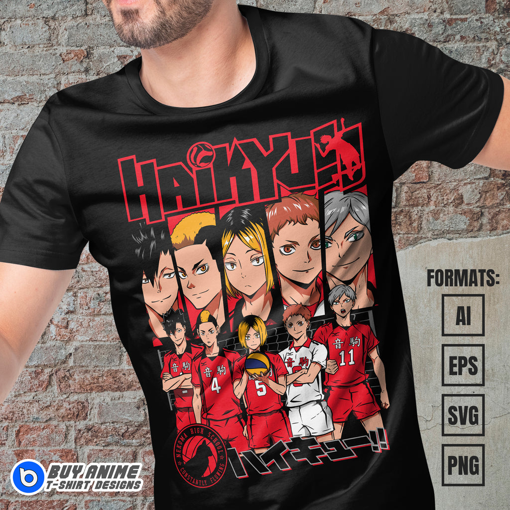 Premium Haikyu Anime Vector T-shirt Design Template #7