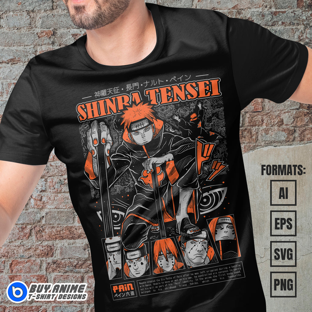 Premium Pain Naruto Anime Vector T-shirt Design Template #4