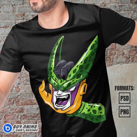Premium Cell Dragon Ball Anime Vector T-shirt Design Template
