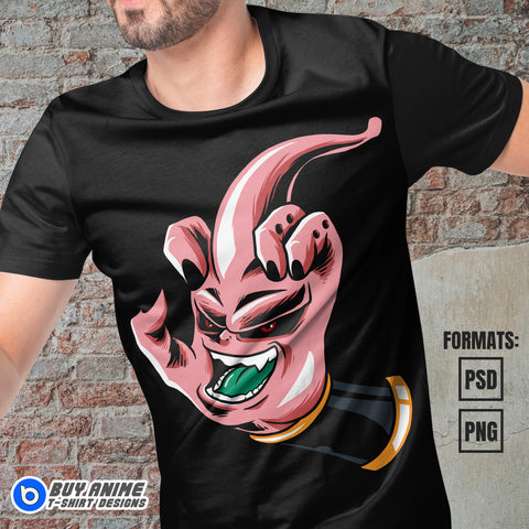 Premium Kid Buu Dragon Ball Anime Vector T-shirt Design Template