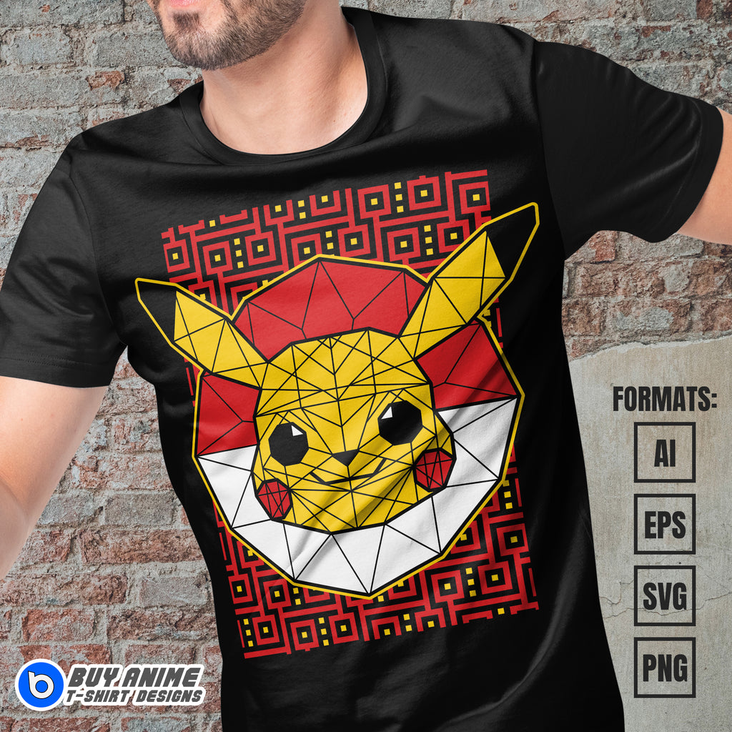 Premium Pikachu Pokemon Anime Vector T-shirt Design Template #8