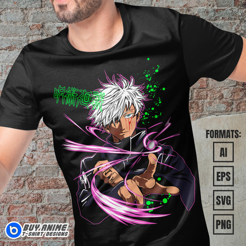 Premium Satoru Gojo Jujutsu Kaisen Anime Vector T-shirt Design Template #20