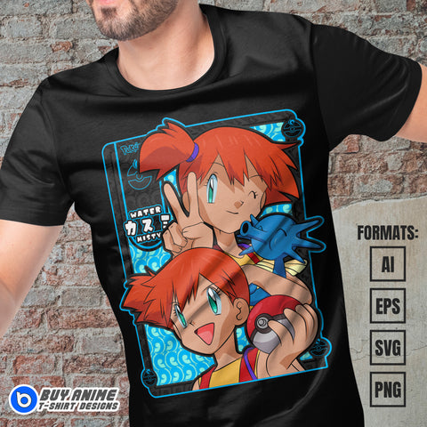 Premium Misty Pokemon Anime Vector T-shirt Design Template