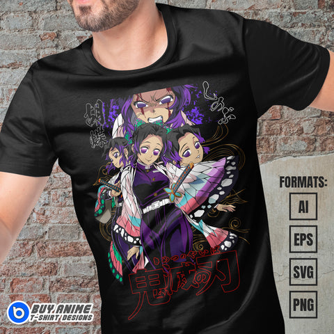 Premium Shinobu Demon Slayer Anime Vector T-shirt Design Template #4