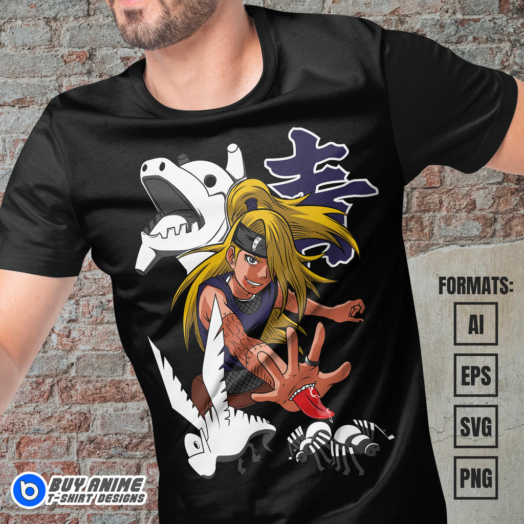 Premium Deidara Akatsuki Naruto Anime Vector T-shirt Design Template #2