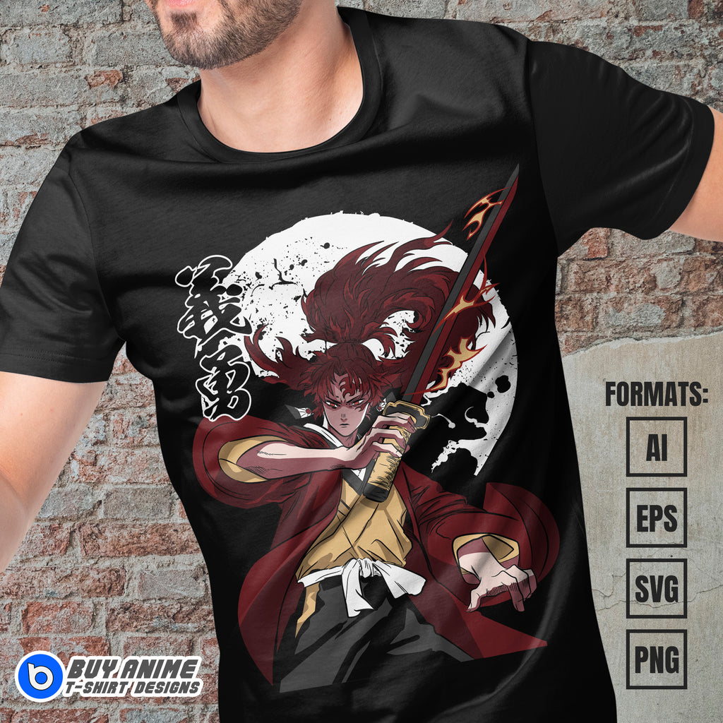 Premium Yoriichi Tsugikuni Demon Slayer Anime Vector T-shirt Design Template #6