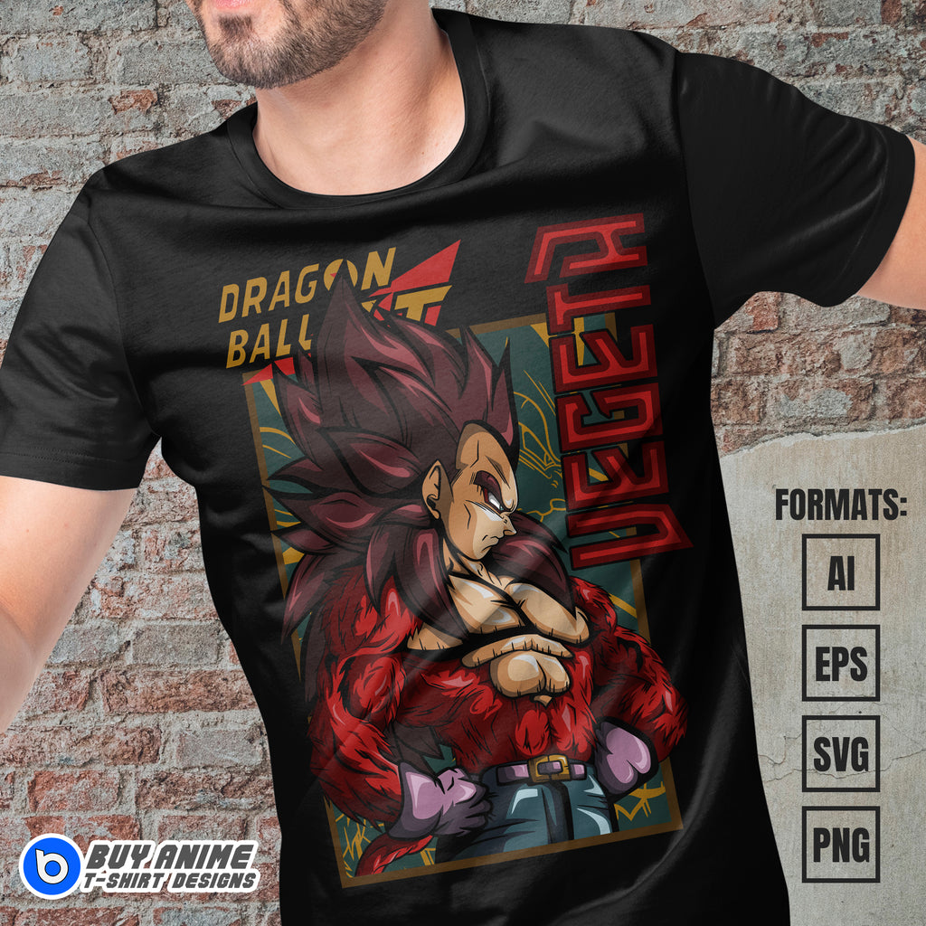 Premium Vegeta Super Saiyan 4 Dragon Ball Anime Vector T-shirt Design Template #2