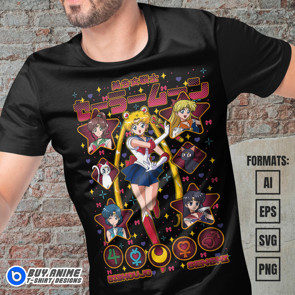Premium Sailor Moon Anime Vector T-shirt Design Template #10