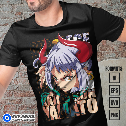 Premium Yamato One Piece Anime Vector T-shirt Design Template #2