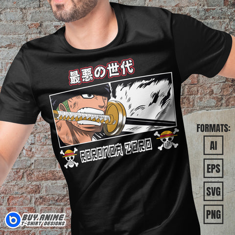 Premium Roronoa Zoro One Piece Vector T-shirt Design Template #25