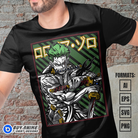 Premium Roronoa Zoro One Piece Vector T-shirt Design Template #26