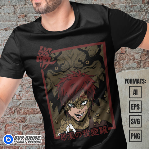 Premium Gaara Naruto Anime Vector T-shirt Design Template #2