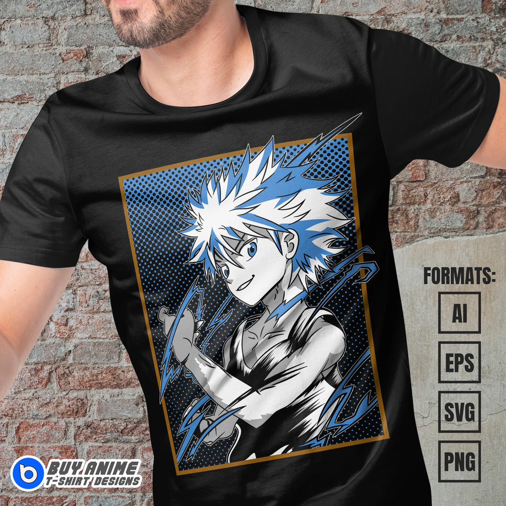 Premium Killua Hunter x Hunter Anime Vector T-shirt Design Template #9