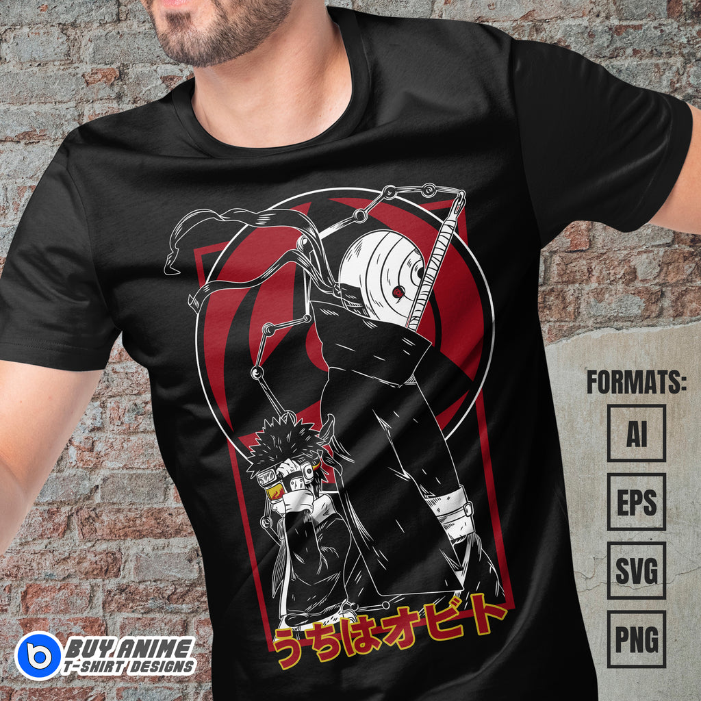 Premium Obito Uchiha Naruto Anime Vector T-shirt Design Template #7