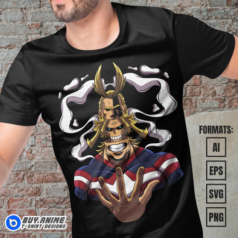 Premium All Might My Hero Academia Anime Vector T-shirt Design Template #8
