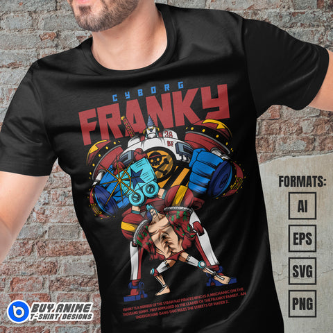 Premium Franky One Piece Anime Vector T-shirt Design Template