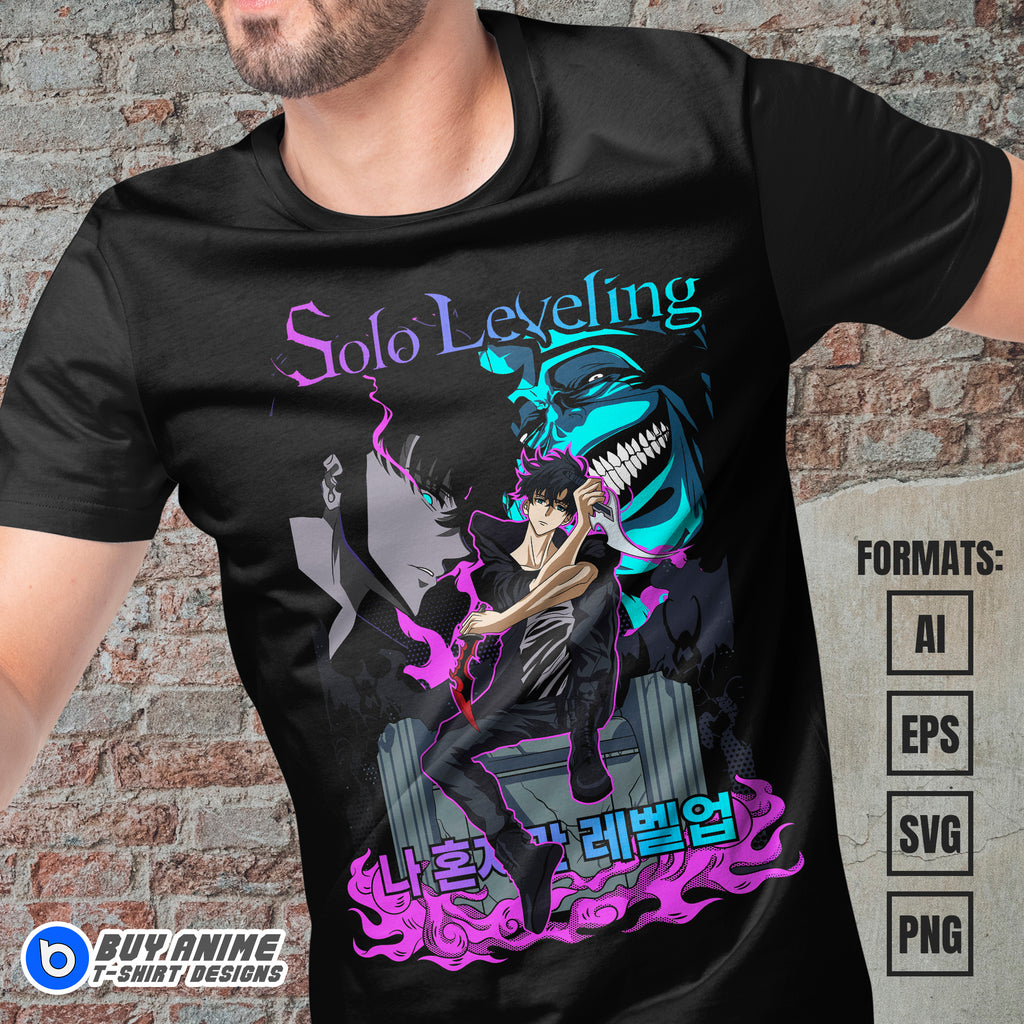 Premium Solo Leveling Anime Vector T-shirt Design Template #5