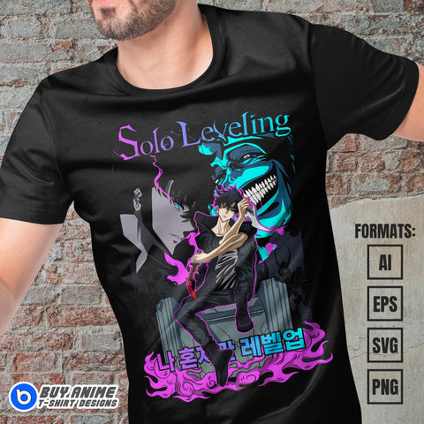 Premium Solo Leveling Anime Vector T-shirt Design Template #5