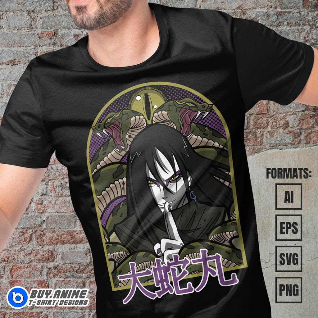 Premium Orochimaru Naruto Anime Vector T-shirt Design Template #6