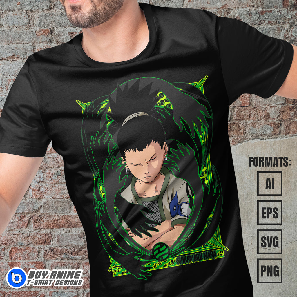 Premium Shikamaru Naruto Anime Vector T-shirt Design Template