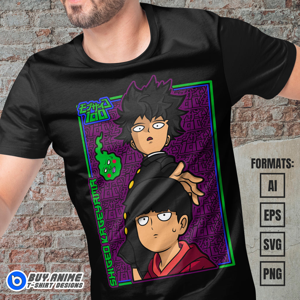 Premium Mob Psycho 100 Anime Vector T-shirt Design Template #6
