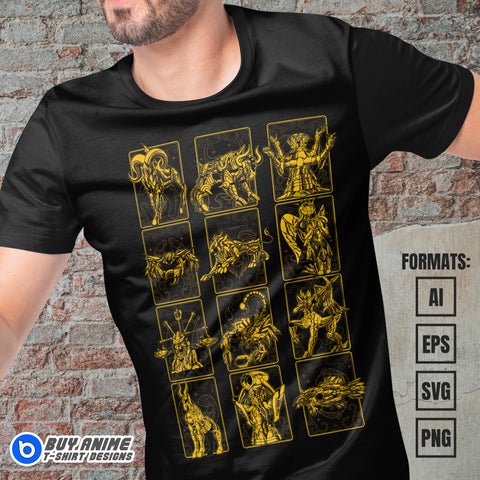 Premium Saint Seiya Anime Vector T-shirt Design Template #3