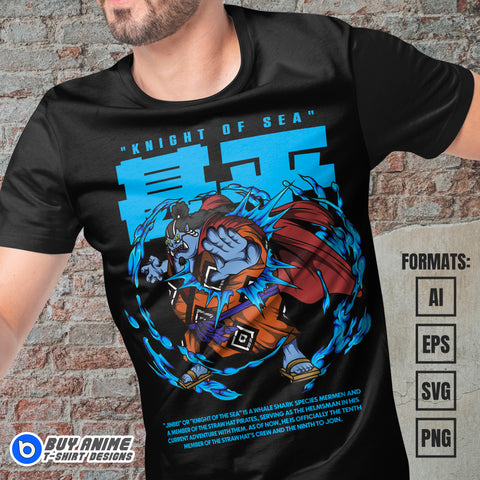 Premium Jinbei One Piece Anime Vector T-shirt Design Template