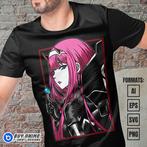 Premium Zero Two Anime Vector T-shirt Design Template #6