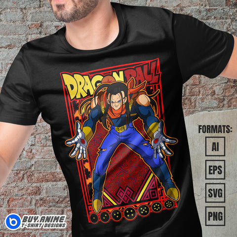 Premium Super 17 Dragon Ball Anime Vector T-shirt Design Template #2