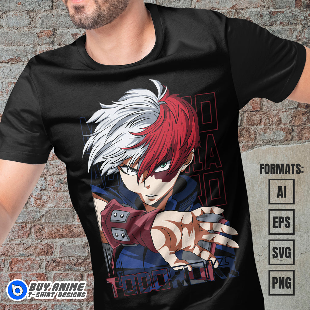 Premium Shoto Todoroki My Hero Academia Anime Vector T-shirt Design Template #4