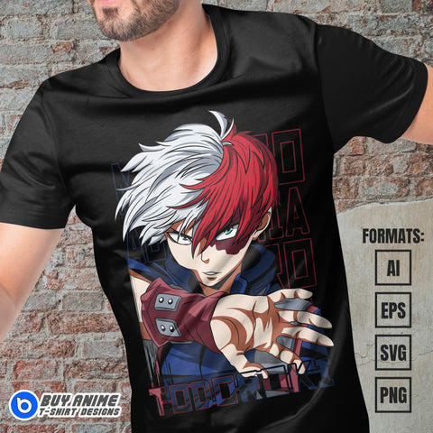 Premium Shoto Todoroki My Hero Academia Anime Vector T-shirt Design Template #4