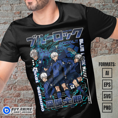 Premium Blue Lock Anime Vector T-shirt Design Template #7