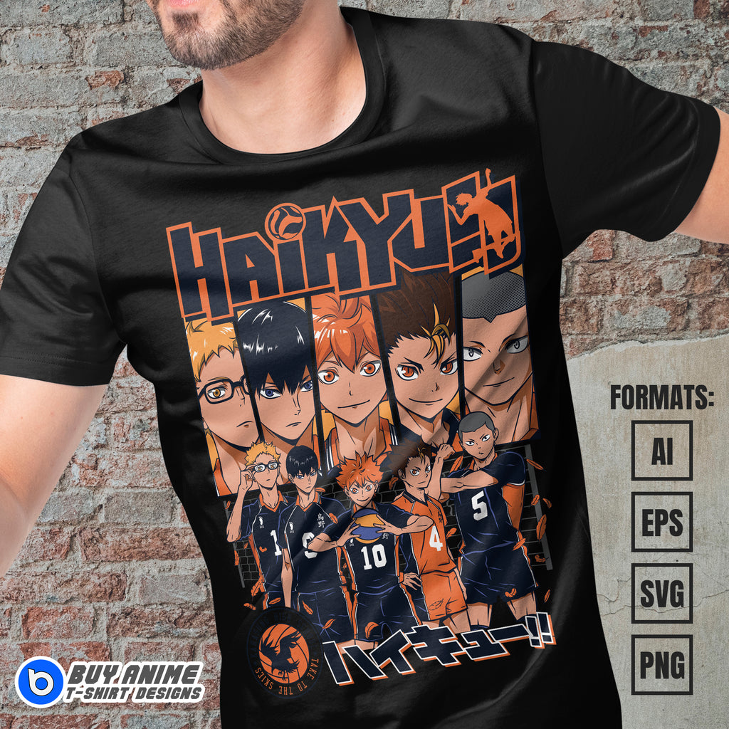 Premium Haikyu Anime Vector T-shirt Design Template #9