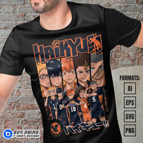 Premium Haikyu Anime Vector T-shirt Design Template #9