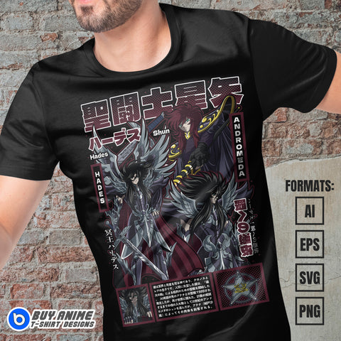 Premium Hades Saint Seiya Anime Vector T-shirt Design Template