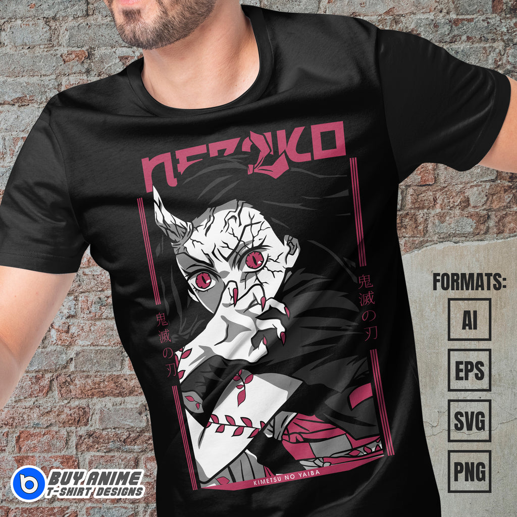 Premium Nezuko Kamado Demon Slayer Anime Vector T-shirt Design Template #15