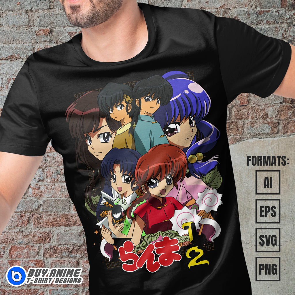 Premium Ranma 1/2 Anime Vector T-shirt Design Template #7