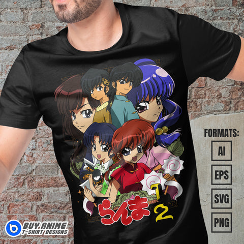 Premium Ranma 1/2 Anime Vector T-shirt Design Template #7