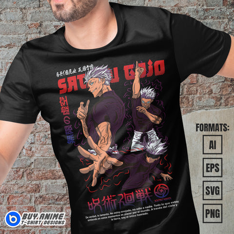Premium Satoru Gojo Jujutsu Kaisen Anime Vector T-shirt Design Template #22