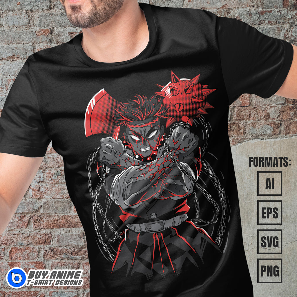 Premium Gyomei Himejima Demon Slayer Anime Vector T-shirt Design Template #4
