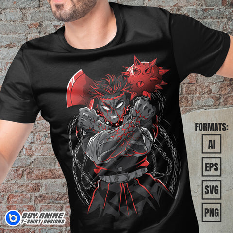 Premium Gyomei Himejima Demon Slayer Anime Vector T-shirt Design Template #4