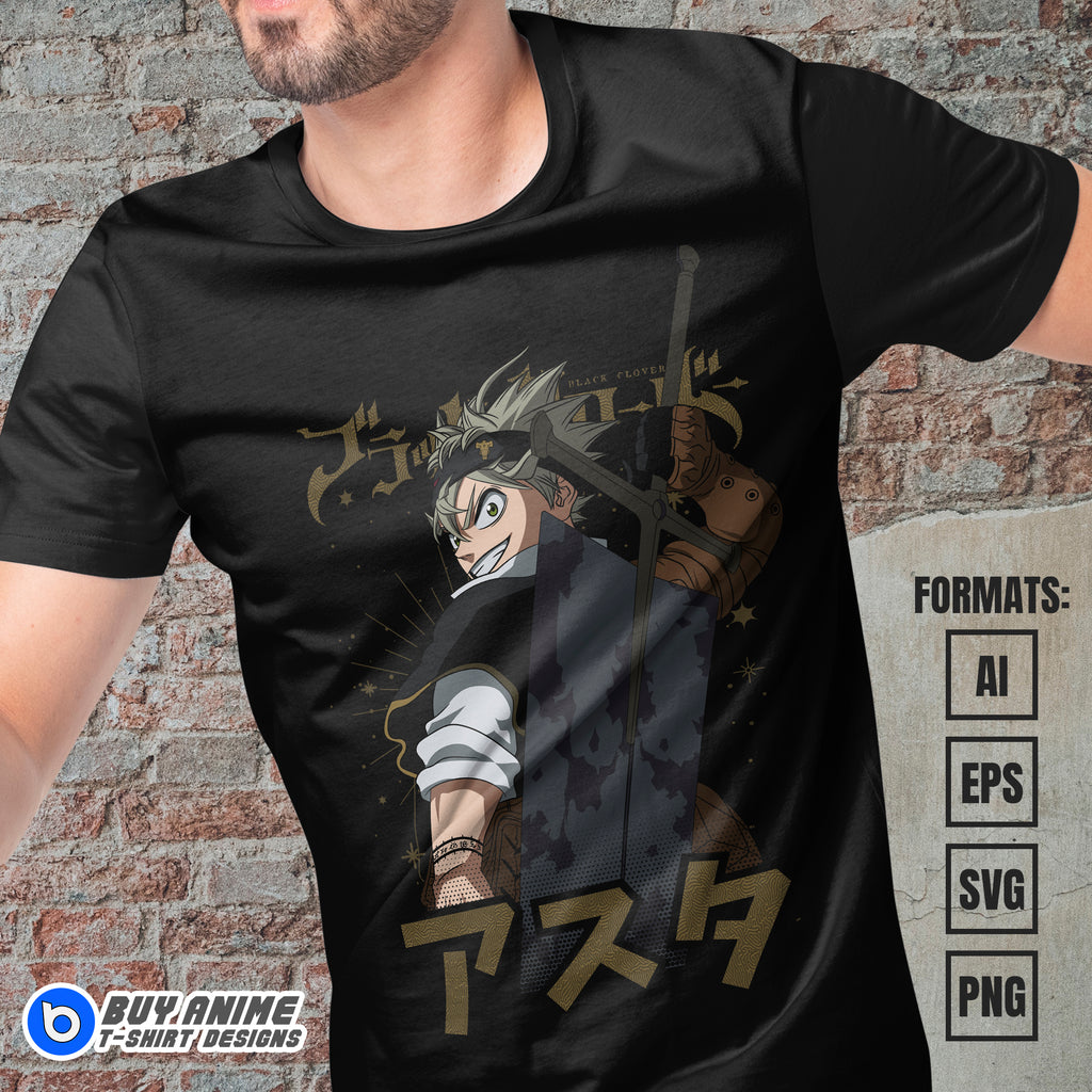 Premium Asta Black Clover Anime Vector T-shirt Design Template #21