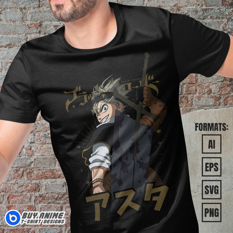 Premium Asta Black Clover Anime Vector T-shirt Design Template #21