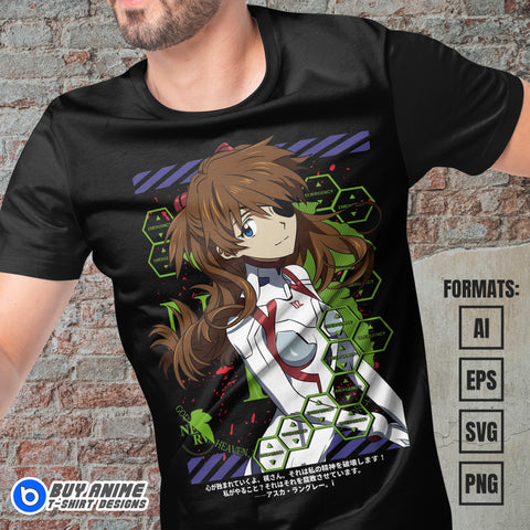 Premium Asuka Neon Genesis Evangelion Anime Vector T-shirt Design Template #7
