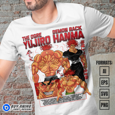 Premium Yujiro Hanma Baki The Grappler Vector T-shirt Design Template #4