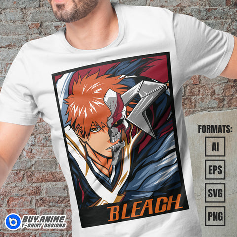 Premium Ichigo Kurosaki Bleach Anime Vector T-shirt Design Template #20