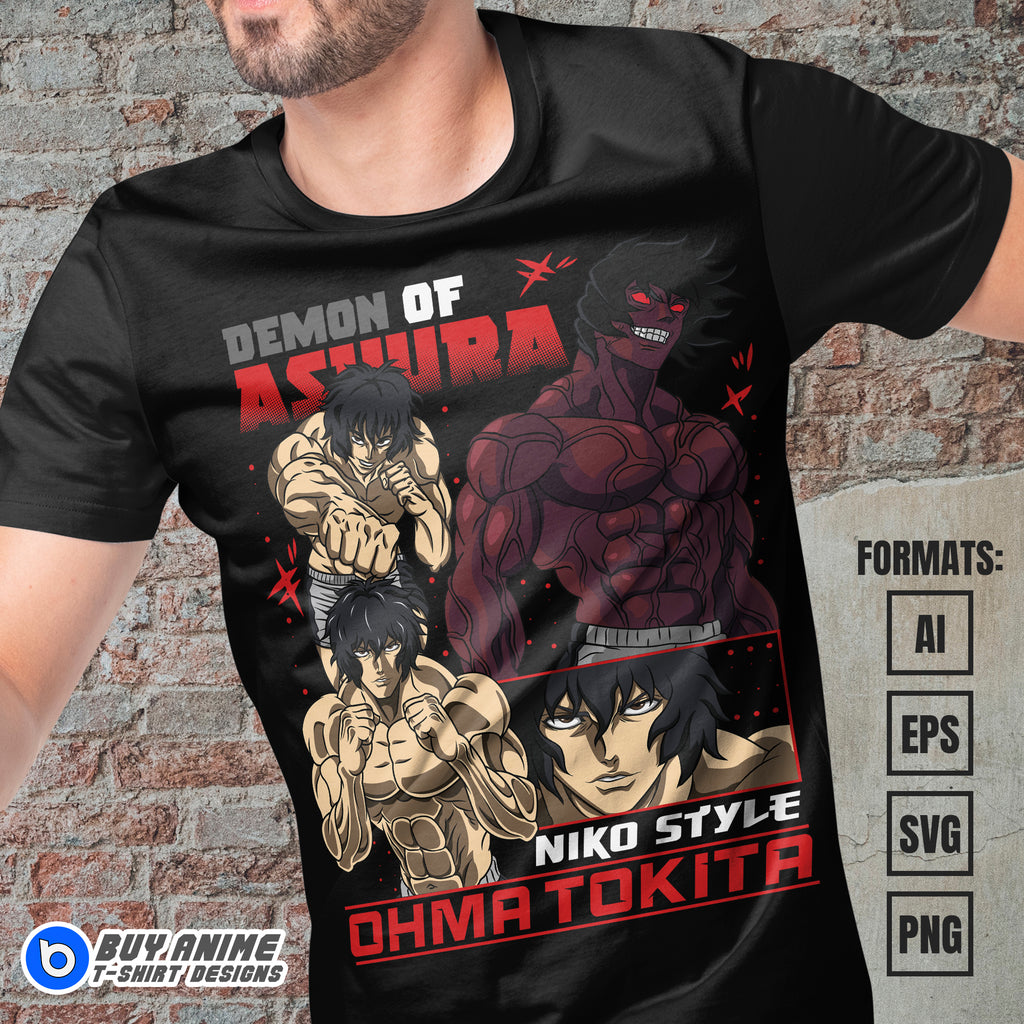 Premium Ohma Tokita Kengan Ashura Anime Vector T-shirt Design Template