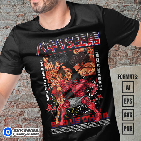 Premium Baki x Ohma Anime Vector T-shirt Design Template